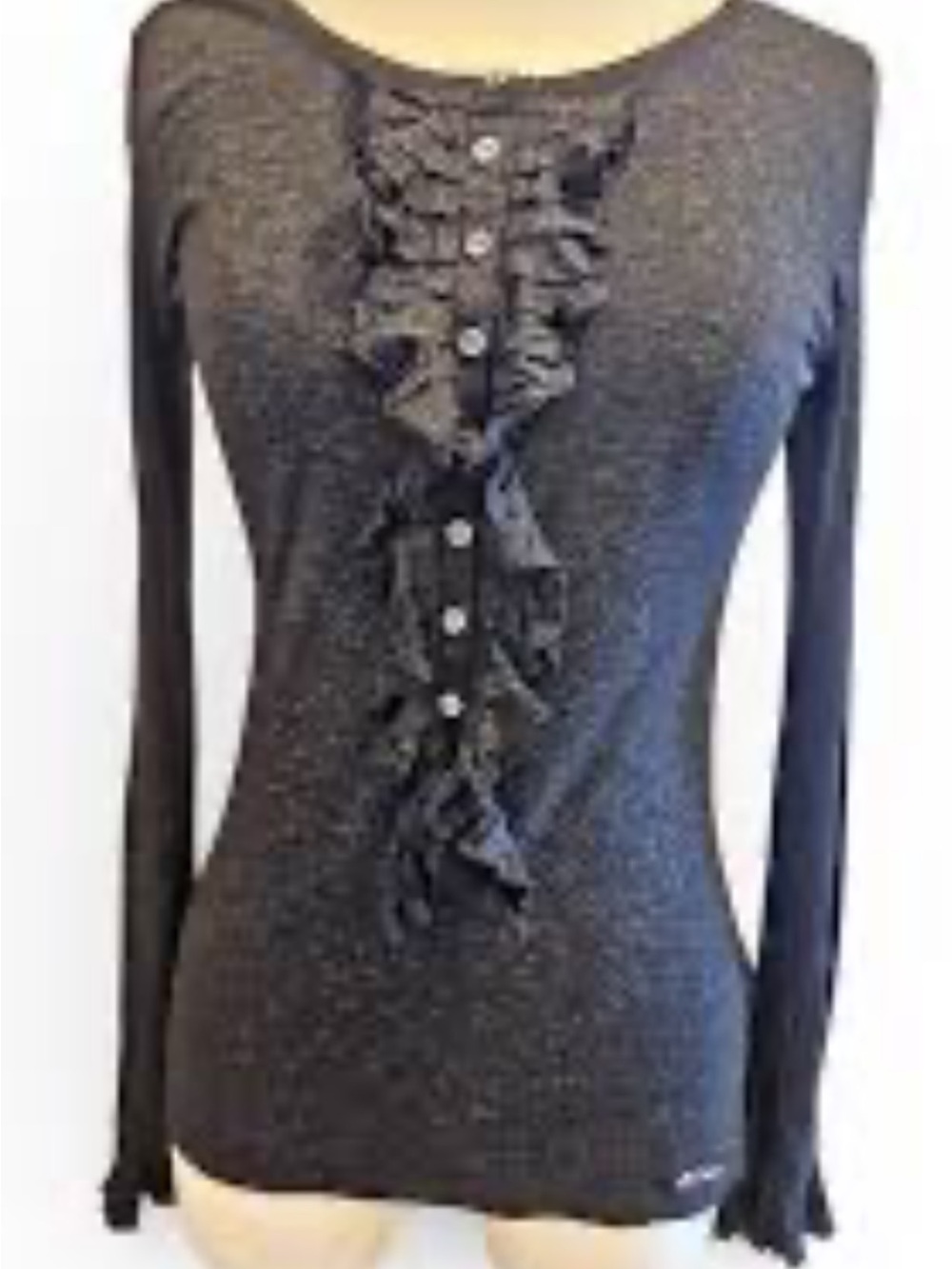 Vintage Burberry ruffle placket Henley long sleeve medium